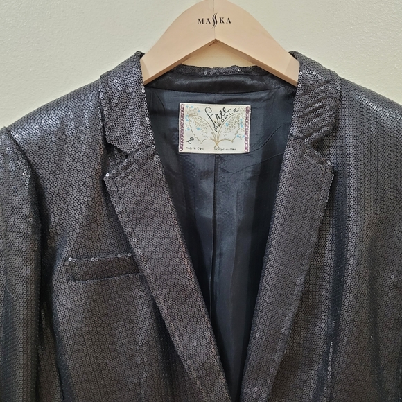 Free people sequin embellished blazer sz 2 - Picture 6 of 9
